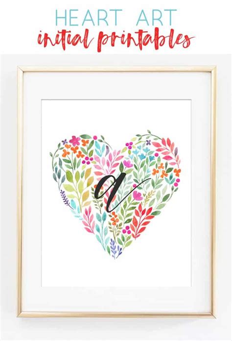 Direct from great big canvas! Heart Art Initial Printables {Girl Initial Wall Art Ideas ...