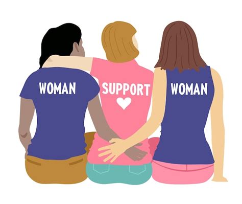 Premium Vector Women Support Women Back View Of Three Women