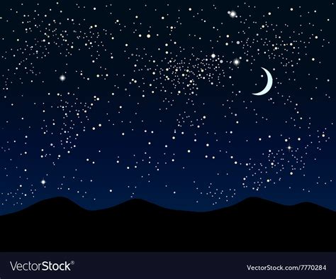 Silhouette Of Mountains Starry Sky Eps 10 Vector Image