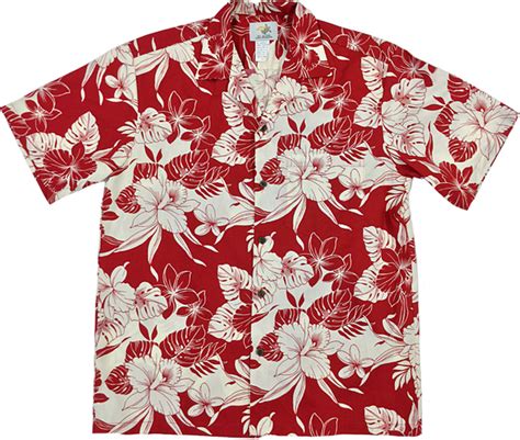 Men S Hawaiian Aloha Shirt Monstera Hibiscus Orchid Cotton Shirts For