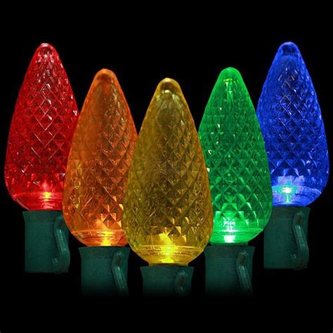 Led Multi Color Christmas Lights 50 C9 Faceted Led Bulbs 8 Spacing 34