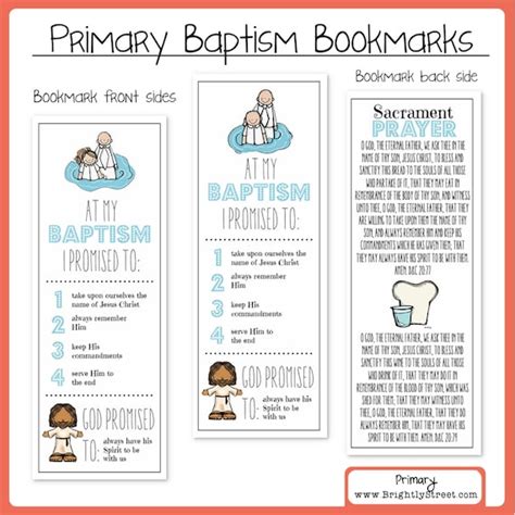 Lds Baptism Bookmarks Etsy