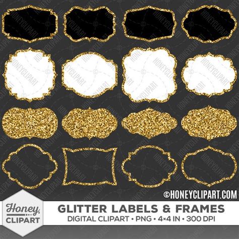 Digital Frames Gold Glitter Frame Clipart Gold Glitter