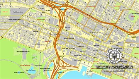 Perth Australia In Adobe Pdf Printable Vector Street City Plan Map