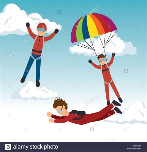 Sky Diver Parachutist Sport Design Vector Illustration Eps 10 Stock