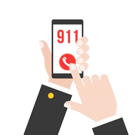 Business Hand Holding Smart Phone Calling Police 911 From Application