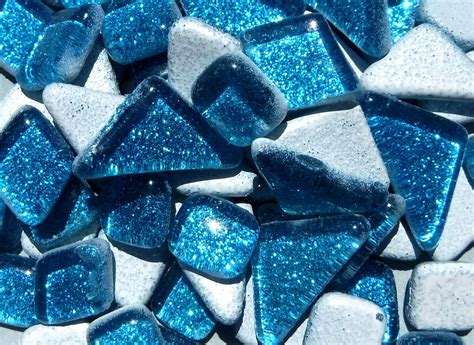 Sky Blue Glitter Puzzle Tiles 100 Grams In Assorted Shapes
