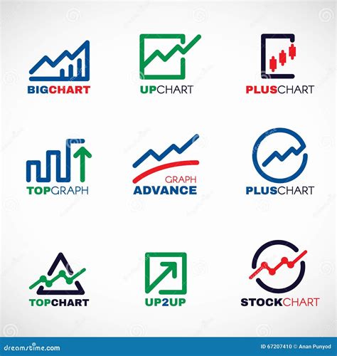 Stock Chart Or Market Business Graph Line Logo Vector Set Design Stock