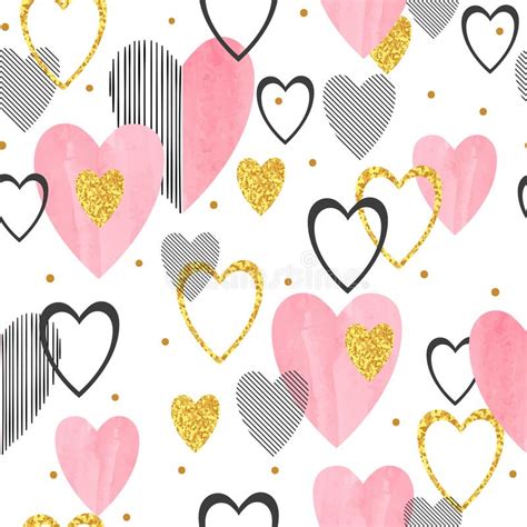 Abstract Pink Watercolor Hearts Pattern With Leopard Print Valentines