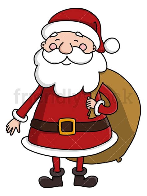 Santa Claus Carrying His Ts Sack Cartoon Clipart Vector Friendlystock