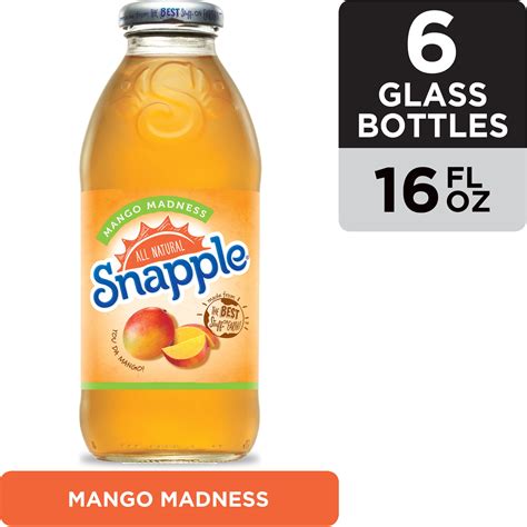 Snapple Mango Madness 16 Fl Oz Glass Bottles 6 Pack