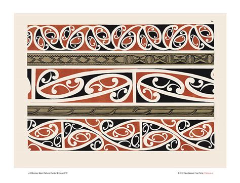 Design 16 Maori Patterns Painted And Carved New Zealand Fine Prints