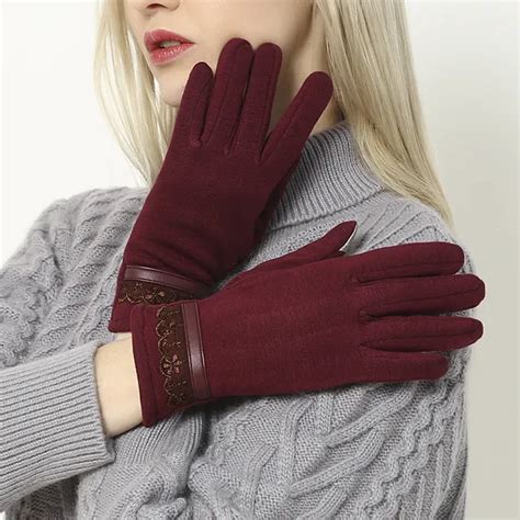 Heated Gloves Women Autumn Winter Warm Thicken Touch Screen Wool