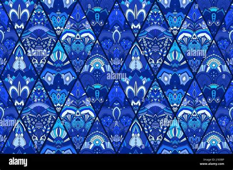 Blue Tile Background Floral Pattern Stock Vector Image And Art Alamy