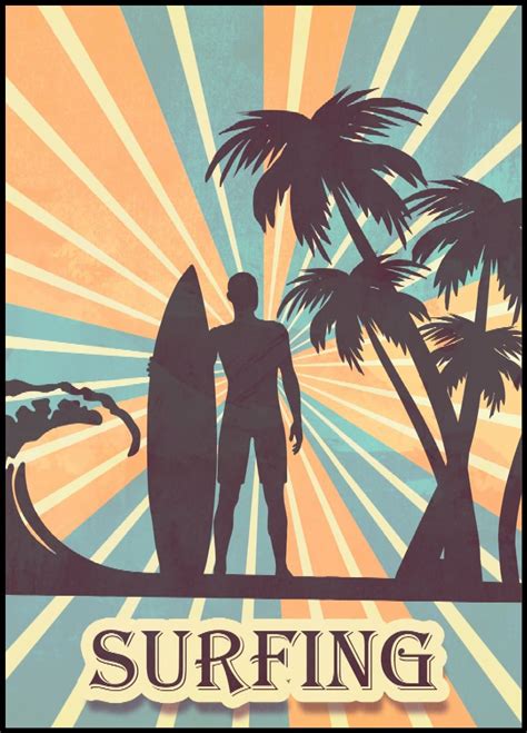 vintage surfer poster posteryard snygga posters online