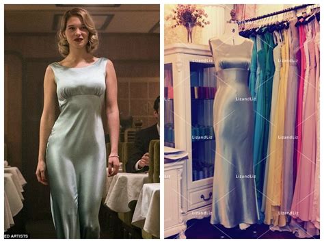 Léa Seydoux Grey Satin Celebrity Dress Movie Spectre 007 James Bond Girl Celebrity Dresses