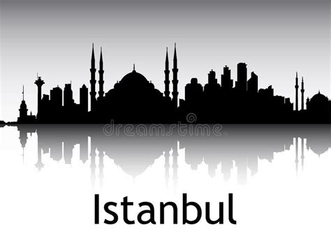 Panoramic Silhouette Skyline Of Istanbul Turkey Stock Vector