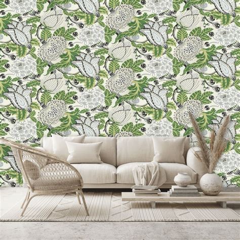 Mitford Wallpaper Green White By Thibaut T2949
