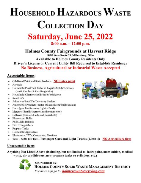 Household Hazardous Waste Day Holmes County Recycling