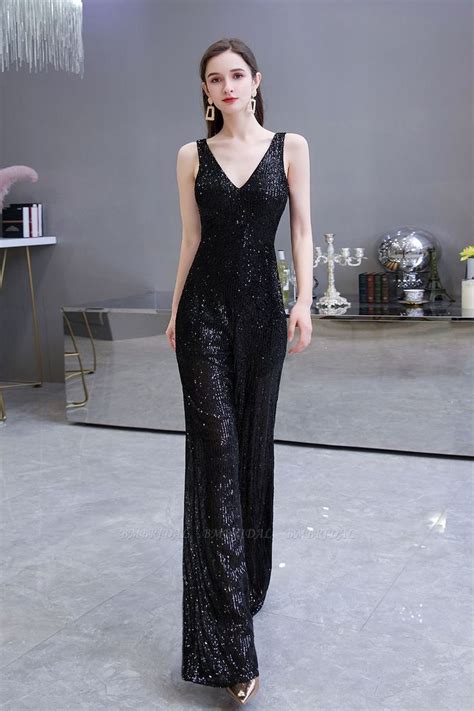 Bmbridal Stunning Sequins V Neck Sleeveless Jumpsuit Event Party Gowns