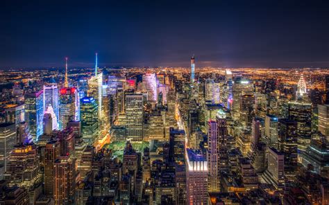 1920x1080 resolution aerial photography of new york cityscape at night hd wallpaper