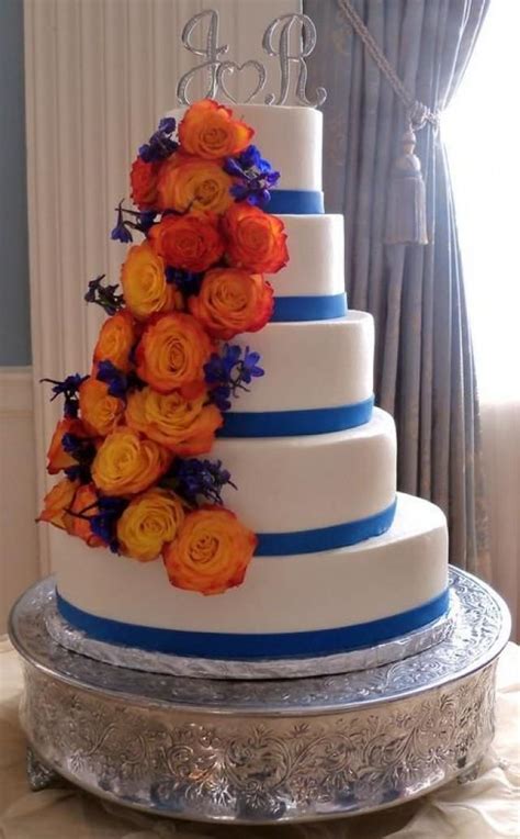 Fondant wedding cake with stencil and handmade fondant flowers. Autumn Wedding - Beautiful Cakes & CupCakes II #2083497 ...