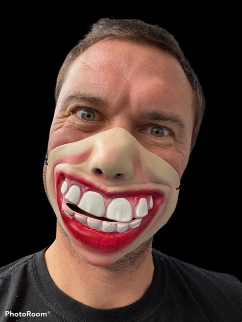 Half Face Mask Funny Big Teeth Smile Grin Masks Adult Child Costume