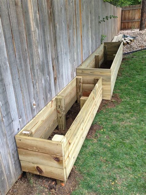 Raised Bed Along Fence Including Bench Phase 1 Backyard Garden