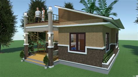 Half Concrete Half Amakan House Design With Mini Roof Deck 57sqm