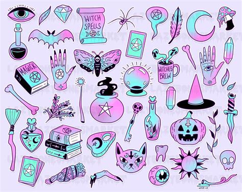 Pastel Goth Witch Clipart Pack Witchy Clipart Printable Etsy Ireland