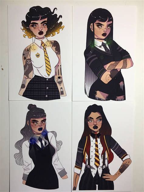 The Punk Girls Of Hogwarts Prints Harry Potter Drawings Harry Potter