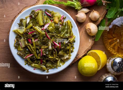 Traditional Turkish Appetizers Aegean Herbs Salad Radish Salad