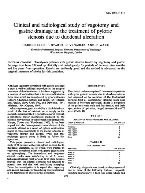 Clinical And Radiological Study Of Vagotomy And Gastric Drainage In The