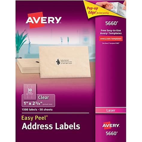 Avery 1 X 2 58 5660 Clear Laser Address Labels With Easy Peel 1500