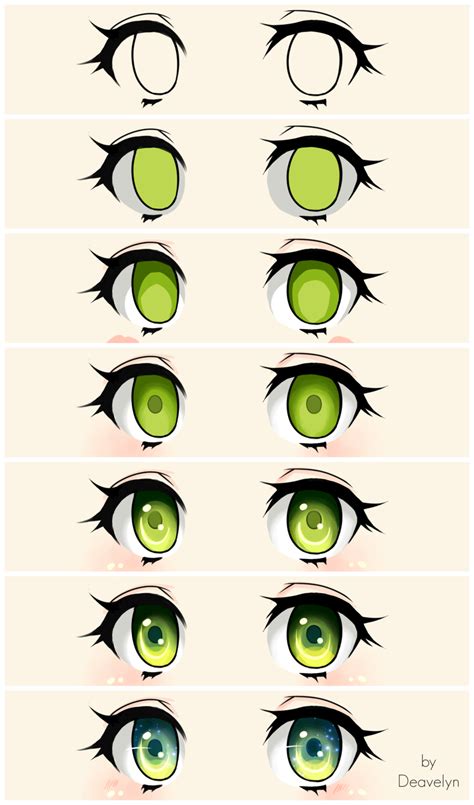 Cute Green Eyes Steps By Deavelyn Eye Drawing Tutorials Digital