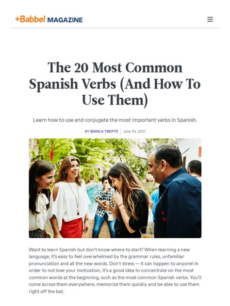 The 20 Most Common Spanish Verbs And How To Use Them Pdf