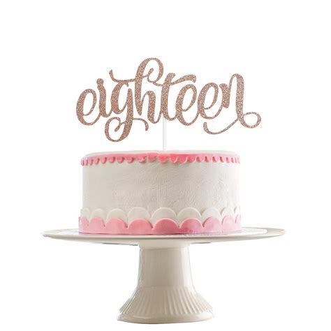 Buy 18th Birthday Cake Toppers Eighteen Cake Topper Rose Gold Glitter