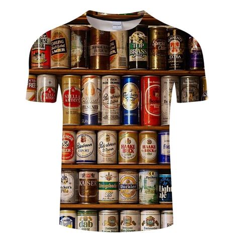 2019 Novelty 3d T Shirt Men Cans Of Beer Printed Hip Hop Crewneck Short Sleeve Men Women T Shirt