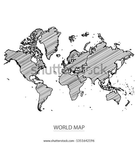 Scribble Sketch World Map Country Name Stock Vector Royalty Free