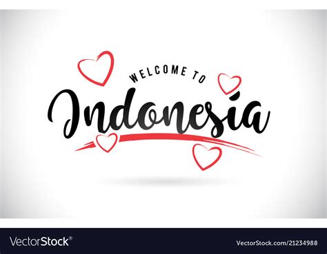 Indonesia Welcome To Word Text With Handwritten Vector Image
