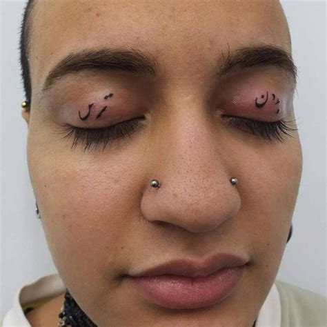 Handpoked Tricky Eyelids No Fear In Persian Persian Tattoo Black