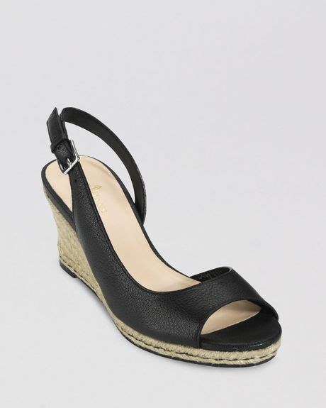 Cole Haan Open Toe Espadrille Platform Wedges Adelaide In Black Lyst