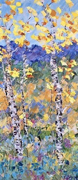 Palette Knife Aspen Tree Landscape Art Painting Autumn Sonata By