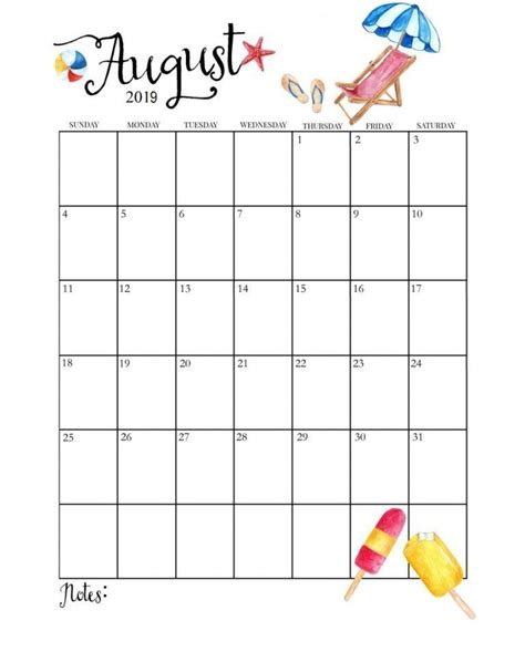 You can note down the important dates in the calendar and do your planning accordingly. August 2019 Printable Calendar Blank Templates - Calendar ...