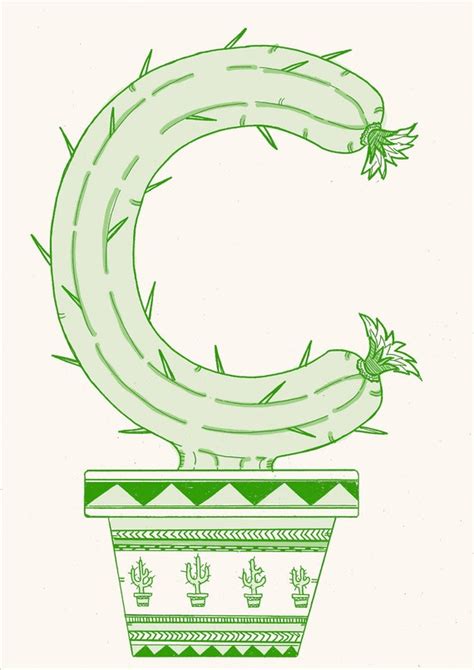 C Is For Cactus Monogram Letter C Typographic Limited