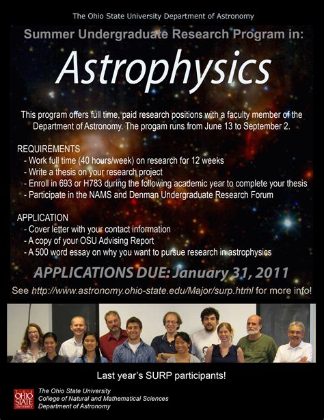 Osu Astronomy Department Summer Undergraduate Research Program