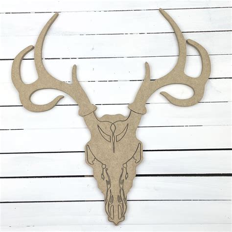 Deer Antler Skull Mount Unfinished Wooden Craft Shape Build A