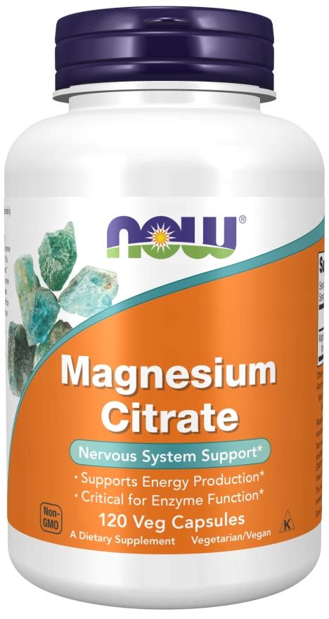 NOW Foods CYTRYNIAN MAGNEZU Magnesium Citrate 400 mg 120 kapsułek