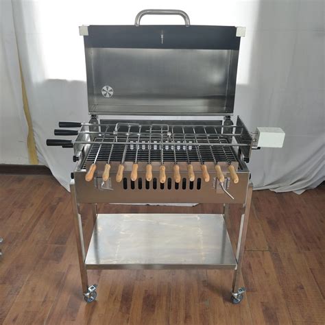Hooded Cyprus Bbq Commercial Rotating Charcoal Bbq Grill With Motor