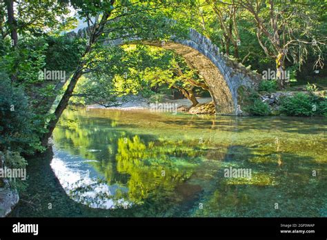 Old Stone Bridge Aoos River Epirus Greece Europe Stock Photo Alamy
